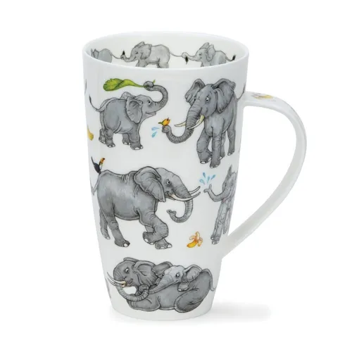 Dunoon Elephantastic Jumbotasse - Teetasse und Kaffeebecher - Kaffeetassen & -becher, 0,55 l Volumen, hitzebeständig und aus feinstem Bone China Porzellan mit elegantem Elefanten-Design, ideal für Teeliebhaber und Kaffeegenießer.