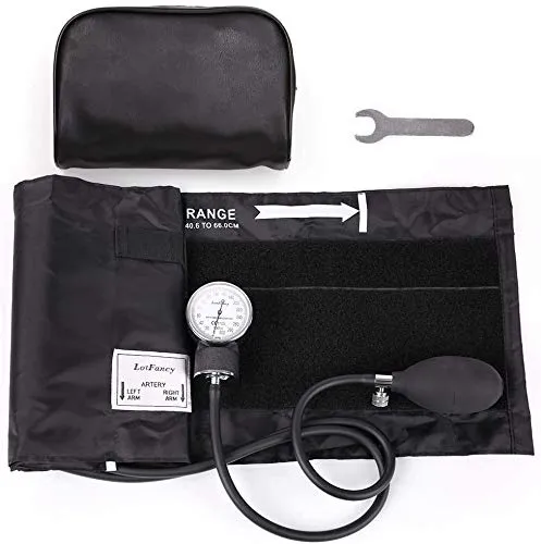 LotFancy Manuelles Aneroid Oberarm Blutdruckmessgerät für Erwachsene, Blutdruckmanschette 40-66 cm mit Reißverschlussetui, geeignet für Rettungsdienst, Arzt, Praxis