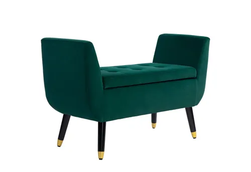 furnicato Polsterbank mit Stauraum, Armlehnen, 107x42x65 cm, Grün - Elegante Polsterbank mit Stauraum und Vintage-Glamour. Ideal für Eingangsbereich oder Wohnzimmer, bietet sie nicht nur Sitzgelegenheit, sondern auch Platz für Bücher und Decken.