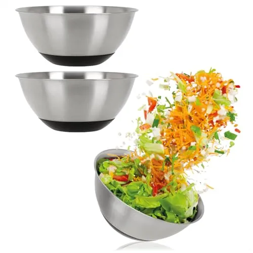 com-four® 3x Schüsseln aus Edelstahl