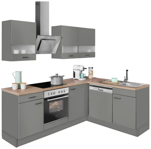 OPTIFIT Winkelküche Elga, Premium-Küche, Soft-Close-Funktion, Vollauszug, Stellbreite 225x175cm