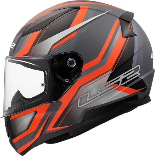 LS2 FF353 Rapid II Flitz Motorradhelm in Matt Orange Grau (Gr. S 55/56) - Motorradhelm mit kratzfestem Visier, optimierter Belüftung und hypoallergenen Innenpolstern für höchsten Tragekomfort.