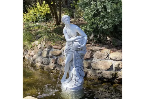 Gartenfigur Statue der Venus mit Wasserlauf, H. 78 cm in grau von gartendekoparadies
