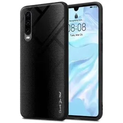 Cadorabo Hülle für Huawei P30 Schutz Hülle in Schwarz Handyhülle TPU Etui Cover Case Tempered Glas
