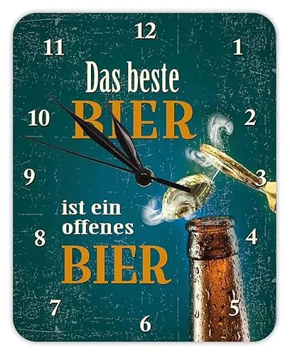 Blechwaren Fabrik Braunschweig GmbH Das Beste Bier ist EIN offenes Bier - Wanduhr - Kultuhr - KU25