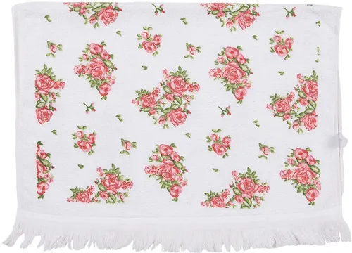 Clayre & Eef CTSWR Gästentuch Weiß Rosa 40x66 cm