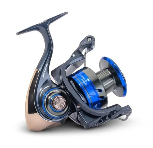 AQUANTIC Salt Shad Fishing Reel, Meeresrolle für Dorsch & Seelachs, Größe 5000, Graphit-Body, 9+1 Edelstahlkugellager, CNC-Aluminium-Handle