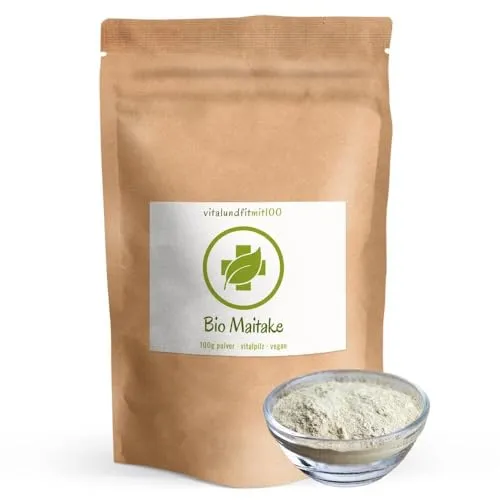 Bio MAITAKE Pulver 100 g - Klapperschwamm Pilz Pulver in bewährter Rohkost-Qualität - vegan, rein, ohne Zusatzstoffe