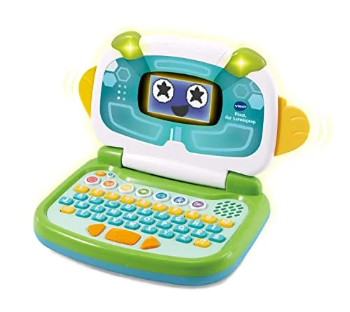 VTech Pixel – Interaktiver Lernlaptop für Kinder - Sonstige und spielerisches Lernen mit motorisierten Händen, ABC-Tastatur und 9 Spielmodi zur Förderung von Sprache und Mathematik für Kinder von 3-6 Jahren.
