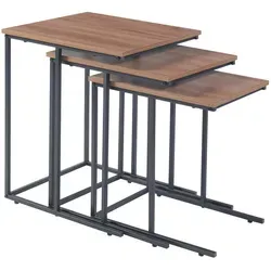 [en.casa] Satztisch, Nussbaum, Holzwerkstoff, 51x61x46 cm, Wohnzimmer, Wohnzimmertische, Beistelltische