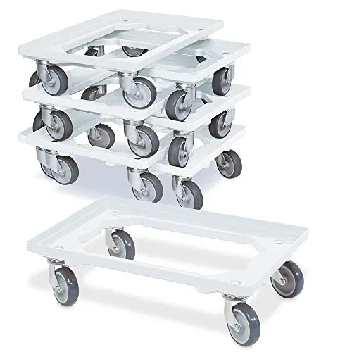 BRB 7X Logistikroller für Behälter 600x400 mm, Tragkraft 250 kg - Robuster Rollwagen mit bruchsicherem ABS-Kunststoff und kugelgelagerten Lenkrollen für leisen, spurlosen Transport. Ideal für schwere Lasten bis 250 kg.