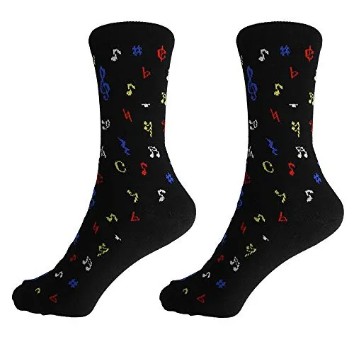 mugesh Musik-Socken schwarz mit Noten (43/45) - Schönes Geschenk für Musiker