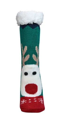 TippTexx 24 Kuschelsocken 1 Paar Hütten-Socken Weihnachten, Unisex, mit ABS-Druck & Teddy-Futer (1 Paar)