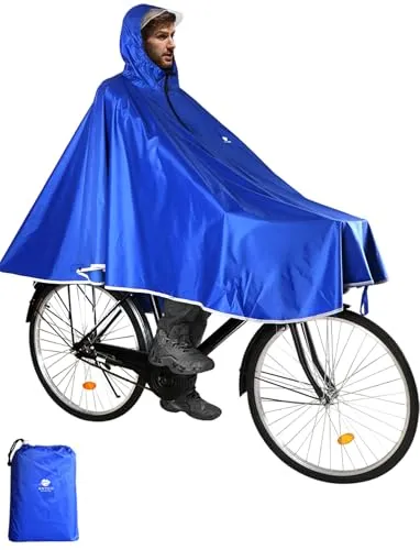 Anyoo Wasserdichter Radfahren Regen Poncho - Leichte Regenjacke mit Kapuze - Jacken, Mäntel & Westen - 100% wasserdicht mit reflektierenden Kanten für optimale Sichtbarkeit und Sicherheit beim Radfahren und Outdoor-Aktivitäten.