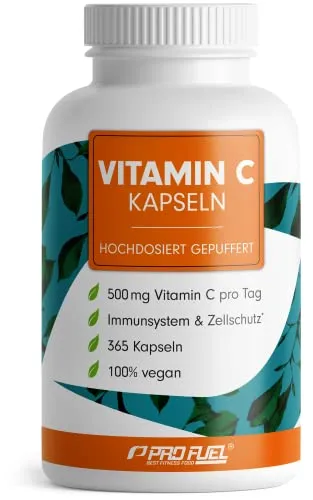 Vitamin C hochdosiert 500 mg - 365 Kapseln - vegan & laborgeprüft - 365 Kapseln mit 500 mg hochwertigem Vitamin C in pflanzlicher Kapselhülle. Ideal für eine langfristige Einnahme und zur Unterstützung des Körpers in stressigen Zeiten. Hergestellt in Deutschland mit geprüfter Qualität.
