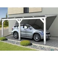 SKAN HOLZ Vogtland Einzelcarport 300x541 cm - Hochwertiger Carport mit Pultdach und Pfostenankern, idealer Schutz für Ihr Fahrzeug und ansprechende Optik in Weiß.