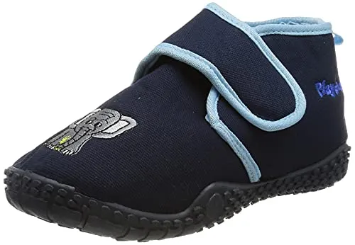 Playshoes Kinder Hausschuhe mit praktischem Klettverschluss, niedliche Hüttenschuhe für Mädchen und Jungen, mit Elefant-Motiv,Blau (Original 900),24/25 EU