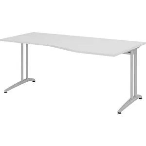 Bangor B-Serie Schreibtisch 180 x 100 cm - Höhenverstellbar in Grau - Kinderschreibtisch mit manuell höhenverstellbarem C-Fuß Gestell, ideal für ergonomisches Arbeiten und individuelles Wachsen. Stabil und funktional für kreative Lernumgebungen.