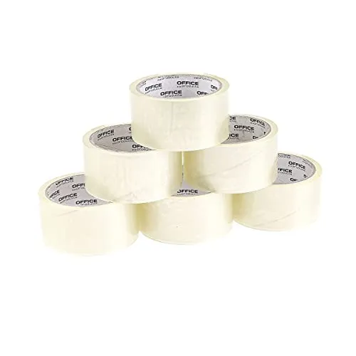 OFFICE PRODUCTS Verpackungsklebeband / 6 Rollen/ 48mm x 46m /Transparent/Farbiges PP-Packband mit Acrylkleber/Verpackungsband Klebeband Paketklebeband