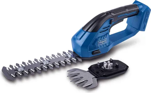 Scheppach Akku-Gras & Strauchschere C-HTGS200-X 20V - Heckenschere 2in1 für präzise Rasenkanten und Formschnitt von Hecken, kabelloses Arbeiten mit der 20V IXES-Serie, ergonomisches Design für komfortable Handhabung.