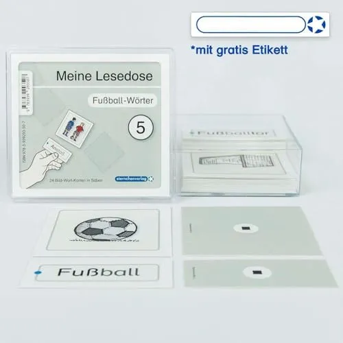 Meine Lesedose 5 - Fußball-Wörter: 24 Bild-Wort-Karten in Silben.