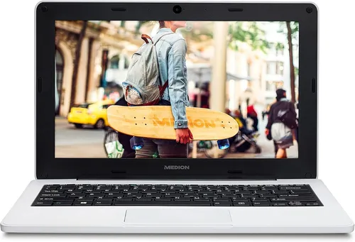 Medion MD61958 E1120 11,6 Zoll Notebook - Leichtes 11,6 Zoll HD Notebook mit Intel Celeron, 4GB RAM und Windows 10 Pro – ideal für mobiles Arbeiten und Entertainment.
