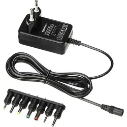 Amazon Basics Universal-Steckernetzteil mit 7 abnehmbaren Steckern, 3-12 V (Gleichspannung), umkehrbare Polarität, schwarz
