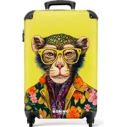 NoBoringSuitcases.com Hartschalen-Trolley mit leuchtenden Rädern - Affe Design - Hartschalenkoffer mit fröhlichem Affenmotiv, 36 Liter Stauraum und nur 2,6 kg Gewicht. Ideal für Handgepäck und sorgt für gute Laune auf Reisen!
