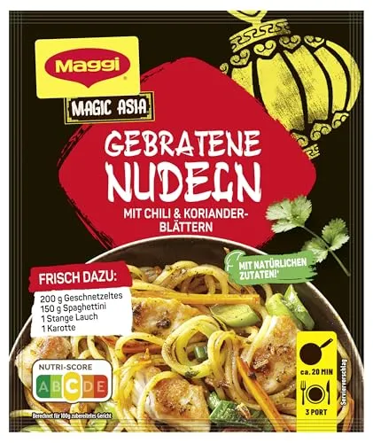 MAGGI Food Travel Fix für Gebratene Nudeln, Nudeln mit Geschnetzeltem, Lauch und Karotte, 1er Pack (1 x 26g)