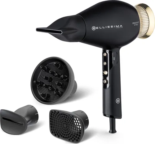 Bellissima Creativity 4 You Haartrockner 1800 W Schwarz, Gold - Haartrockner mit 1800 W, ergonomischem Griff und 3 Temperaturstufen für individuelles Styling. Ideal für den täglichen Gebrauch und sorgt für gesundes, glänzendes Haar.