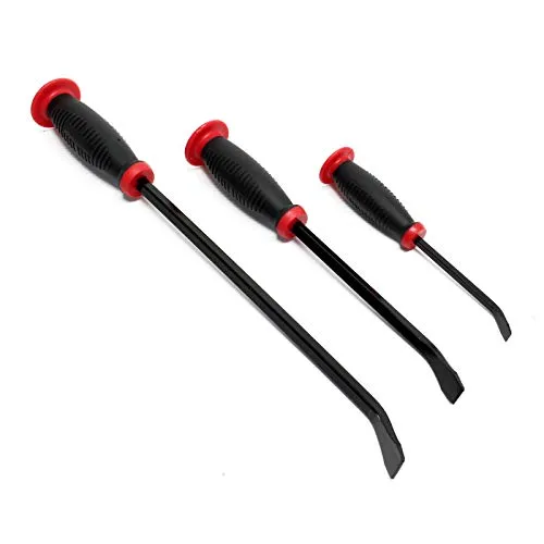 Wiltec - 3tlg Brecheisen Set Wärmebehandelt Mit Gummiertem Griff Stemmeisen 20,32cm 30,48cm 45,72cm Brechstange Satz Mit Nageleisen Montiereisen