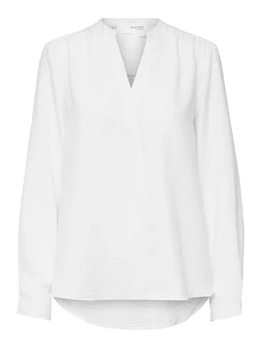SELECTED FEMME Damen SLFMIVIA LS B NOOS Long Sleeve Top, Snow White, 36 (12er Pack)