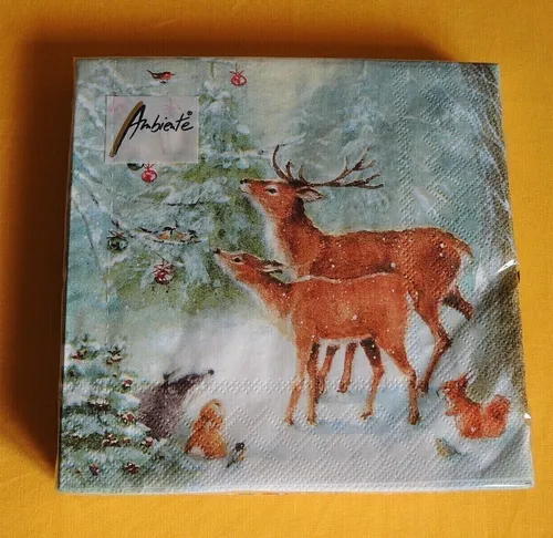Servietten Wald Tiere Rehe Waschbär Eichhörnchen Hase 1 Packung Weihnachten 20