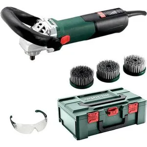 Metabo PE 15-25 Set Winkelpolierer mit 3 Tellerbürsten - Schleifmaschinen, vielseitig einsetzbar für professionelle Polier- und Schleifarbeiten, inklusive praktischem Kunststoffkoffer
