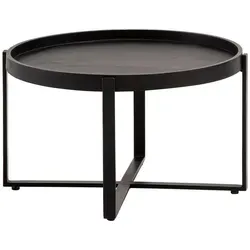 Mid.you Couchtisch Schwarz aus massivem Mangoholz - Runder Couchtisch im modernen X-Design, ideal für stilvolle Wohnzimmer und besonders robust durch massives Mangoholz.