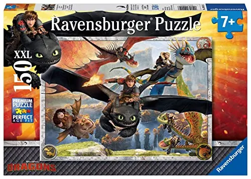 Ravensburger Kinderpuzzle - 10015 Drachenzähmen leicht gemacht - Dragons-Puzzle für Kinder ab 7 Jahren, mit 150 Teilen im XXL-Format