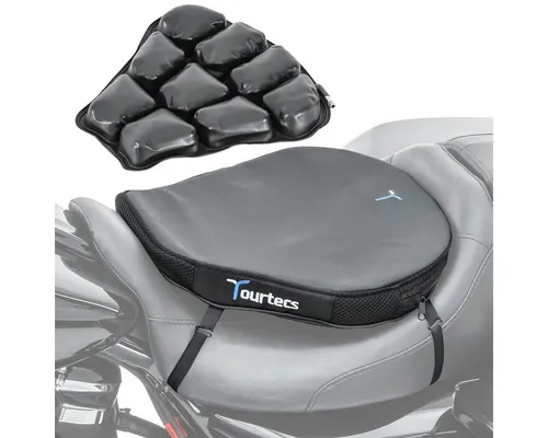 Tourtecs Komfort Sitzbank Kissen Air Deluxe ML für Motorräder - Sitzbank Kissen für alle Motorradtypen, mit variabler Luftfüllung für maximalen Komfort und spürbare Reduzierung von Vibrationen und Druckpunkten.