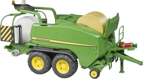 Bruder John Deere Rundballen-Presswickelkombination C441R - Landwirtschafts Modell, detailgetreu mit funktionierender Presse und Wickelanlage für kleine Landwirte