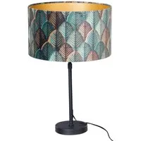 Tischleuchte Parte - Schwarz mit Samtlampenschirm und Blattdesign - Elegante Tischleuchte mit schickem Blattdesign und luxuriösem Samtbezug. Ideal für Kommode oder Nachttisch, sorgt für warmes Licht und verleiht jedem Raum Charakter.