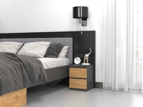 Home Collective Nachttisch mit 2 Schubladen - Nachtkonsolen aus langlebigem Holzwerkstoff, ideal für Schlafzimmer oder Wohnzimmer, mit sicherem Stauraum und elegantem Design (30x30x40 cm).