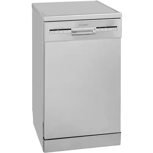 Exquisit GSP9109-030E - 45 cm Standgeschirrspüler in Silber, 9 Maßgedecke, leise mit nur 49 dB und 6 Spülprogrammen für optimale Reinigung