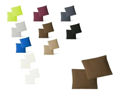 EXKLUSIV HEIMTEXTIL Jersey Kissenbezug 2er Set 40 x 40 cm Schokobraun