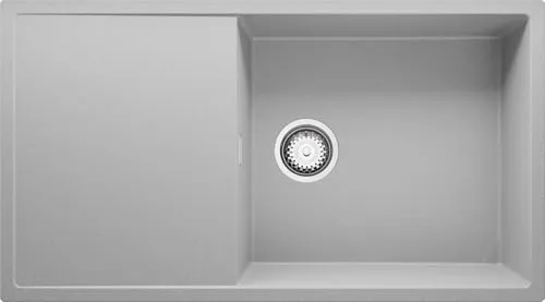 PRIMAGRAN Spülbecken Grau 90x50cm, Granitspüle 1 Becken + Ablauf-Set, Küchenspüle ab 60er Unterschrank - Ibiza S038