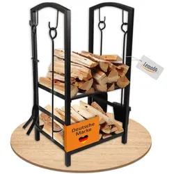 Lemodo Kaminholzregal mit 4-teiligem Kaminbesteck