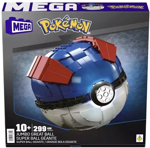 MEGA Pokémon Superball - 299-teiliges Bauset mit Lichtern, 12,7 cm groß, authentisches Design für Sammler und Fans