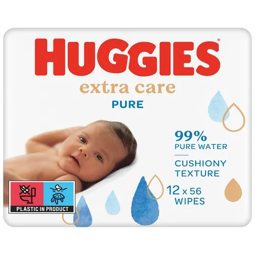 Huggies Pure Extra Care Baby Feuchttücher – Parfümfrei, 12 x 56 Stk.