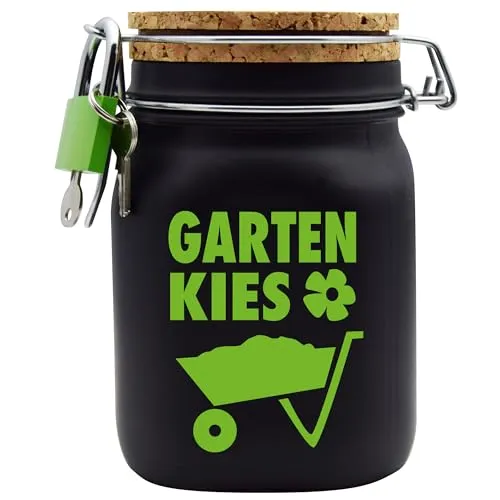 Spardose Garten Kies Grün Geld Geschenk Idee Schwarz L