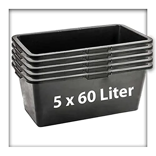 Kieskönig 5 STK. 60 Liter Mörtelkasten Pflanzwanne Tuppe Zementkübel Maurerkasten L 70 x B 40 x H 28