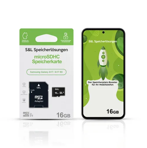 Tec-Expert microSD Karte S&L für Samsung Galaxy A17 / A17 5G Speicherkarte (16 GB, Class 10, microSDHC)