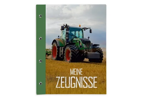 itenga Organisationsmappe itenga Zeugnismappe A4 mit Schraubverschluss Motiv Traktor auf dem Fel